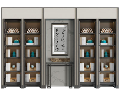新中式端景台、装饰柜3d模型 新中式端景台、装饰柜