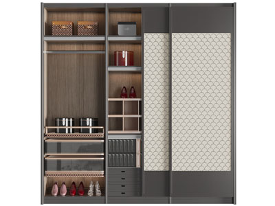 新中式装饰鱼鳞图案的衣柜3d模型 新中式装饰鱼鳞图案的衣柜