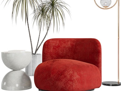 侘寂风单人沙发3d模型 侘寂风单人沙发