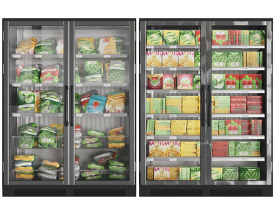 现代双扇门的冰箱、保鲜柜
