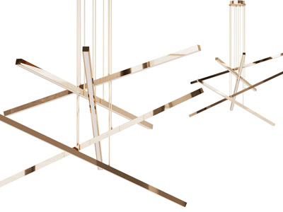 现代轻奢金属线条吊灯