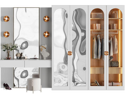 现代梳妆台衣柜组合柜3d模型 现代梳妆台衣柜组合柜