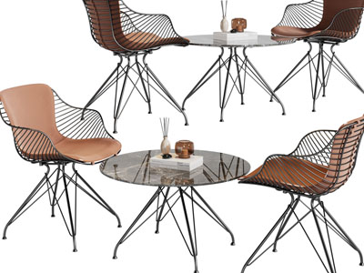 现代铁艺餐桌椅组合