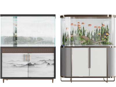 新中式带收纳柜的鱼缸