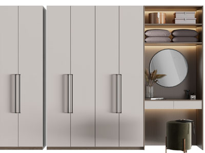 新中式带梳妆台的衣柜3d模型 新中式带梳妆台的衣柜