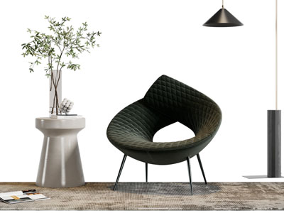 现代镂空靠背休闲椅子、边几