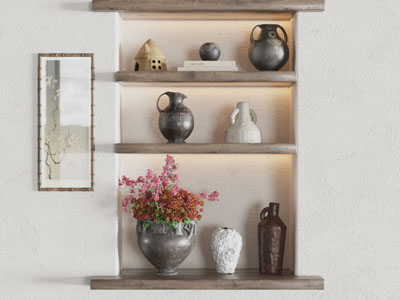 侘寂风陶艺花瓶摆件组合