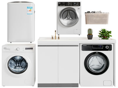 现代洗衣机收纳柜