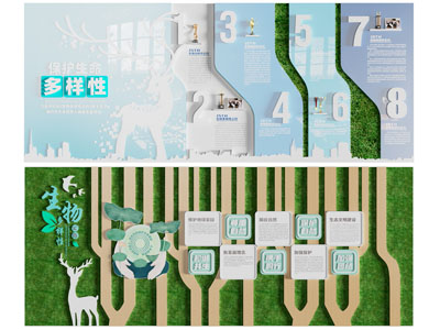 现代生物保护文化宣传背景墙