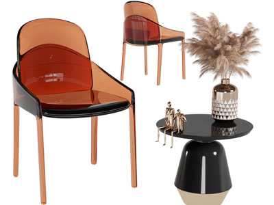 现代透明休闲椅子、茶几