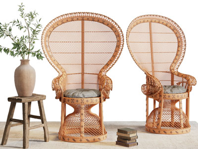 东南亚藤编户外休闲椅子、边几