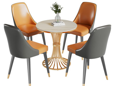 现代轻奢休闲椅子、边几