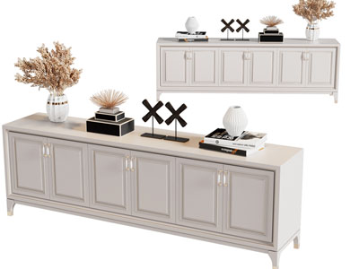 美式电视柜、摆件组合