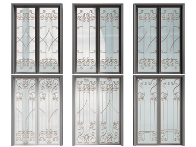 欧式装饰铁艺雕花的玻璃推拉门