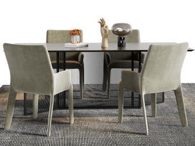 现代长方形餐桌椅组合