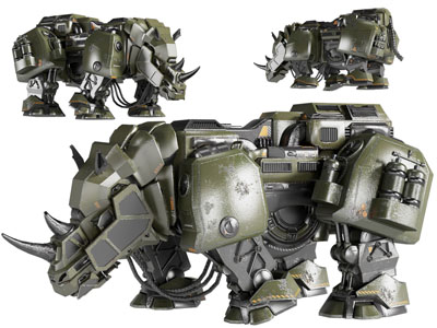 现代犀牛机甲拼接玩具