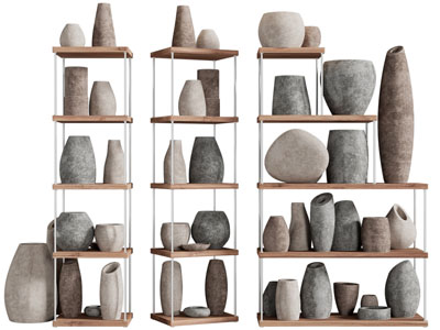 侘寂风陶艺收纳装饰架