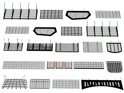 现代遮雨棚、玻璃雨棚