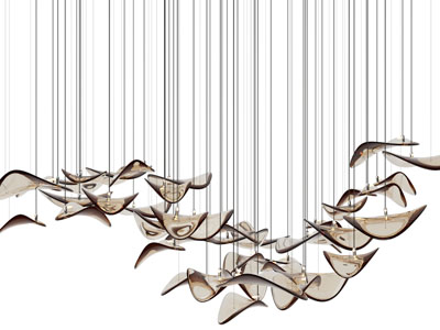 新中式透明灯罩垂线吊灯