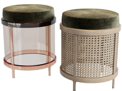 现代圆形藤编凳子