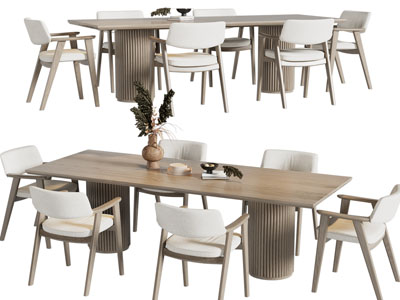 侘寂风实木餐桌椅组合