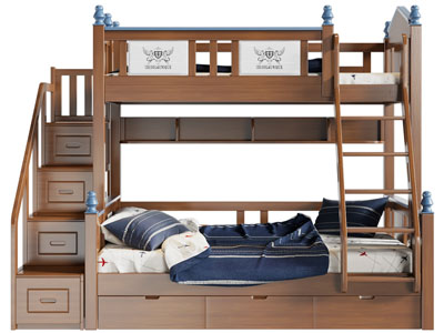 美式实木上下床