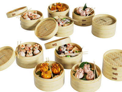 现代小笼包子、烧麦中国小吃