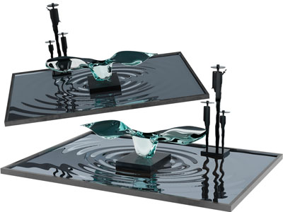 现代水池、雕塑景观园艺小品