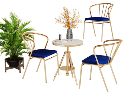 现代轻奢休闲椅子、边几