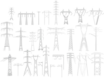 现代电线架、电塔