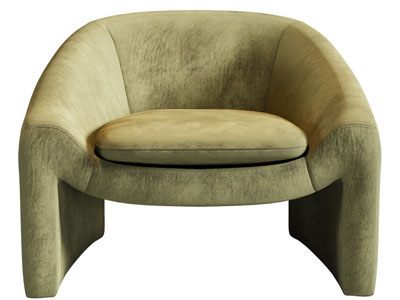 现代绿色布艺单人沙发3d模型 现代绿色布艺单人沙发