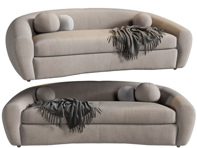 侘寂风弧形靠背双人沙发3d模型 侘寂风弧形靠背双人沙发