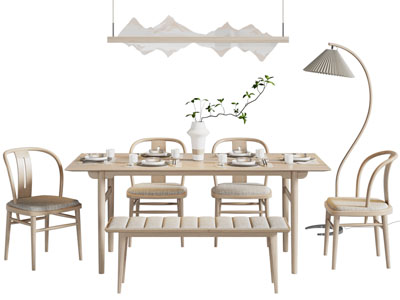 新中式实木餐桌椅组合