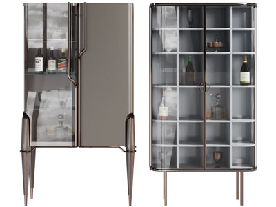 现代高脚玻璃柜门酒柜