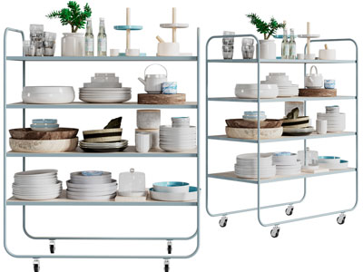 北欧可移动的碗碟置物收纳架