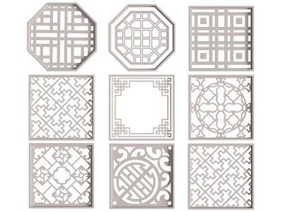 新中式镂花窗、花格