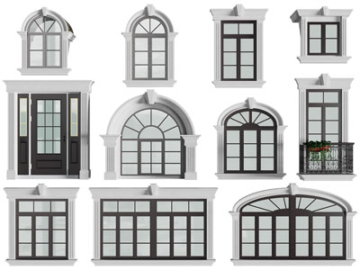 欧式拱形窗户、平开窗