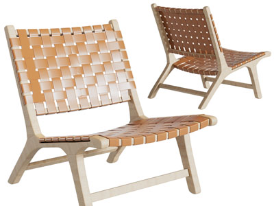 现代实木编织休闲椅子