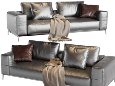 现代皮革多人沙发
