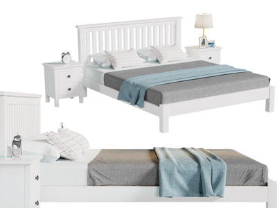 北欧镂空床头双人床、床头柜