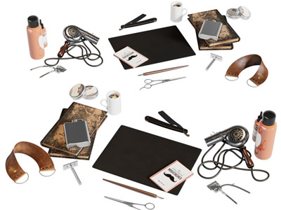 现代书籍、吹风机、剪刀理发工具