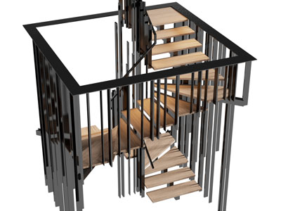 现代实木台阶的旋转楼梯3d模型 现代实木台阶的旋转楼梯