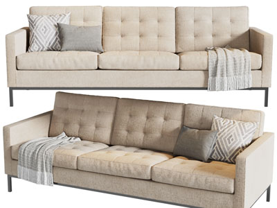 现代布艺多人沙发