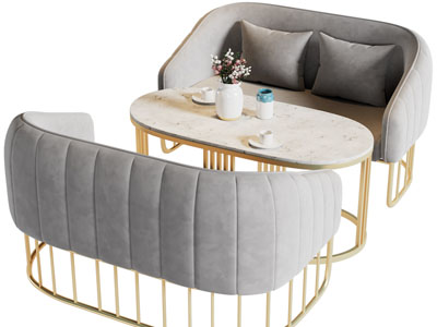 现代轻奢双人沙发和茶几组合