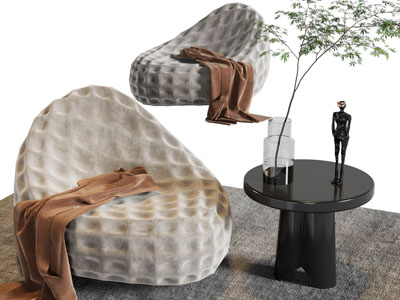 现代懒人沙发、边几