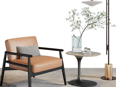 现代休闲沙发椅子、边几