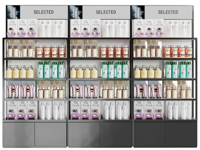 现代洗化用品展示柜、货架