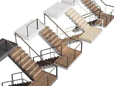 现代玻璃扶手的旋转楼梯3d模型 现代玻璃扶手的旋转楼梯