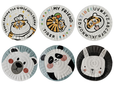 现代儿童卡通图案的圆形地毯