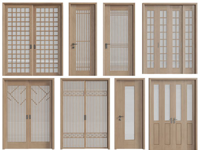 新中式实木平开门、推拉门
